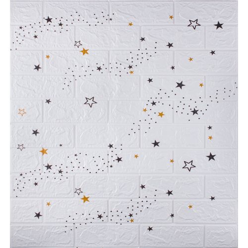 Самоклеющаяся декоративная 3D панель под белый кирпич звезды 700x770x3мм