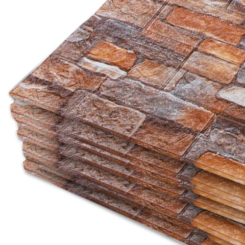 Самоклеющаяся декоративная 3D панель под кирпич красный песчаник в рулоне 20м 20000x700x3мм