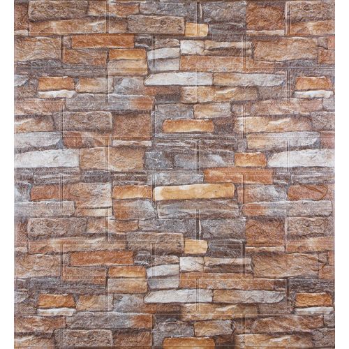 Самоклеющаяся декоративная 3D панель под кирпич красный песчаник в рулоне 20м 20000x700x3мм