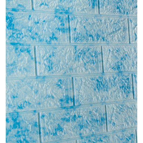 Самоклеющаяся декоративная 3D панель под кирпич голубой мрамор 700x770x3мм (65-3)