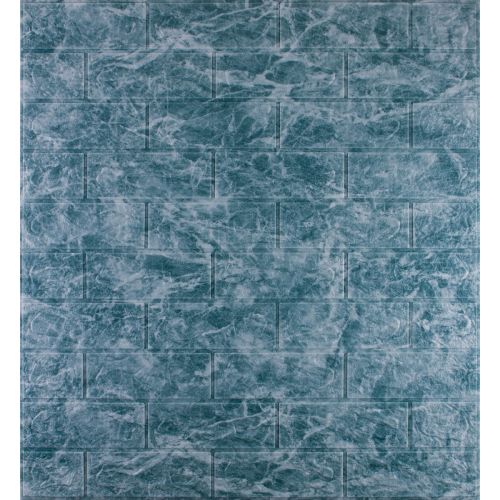 Самоклеющаяся декоративная 3D панель под кирпич мрамор темное море 700x770x3мм (67-3)