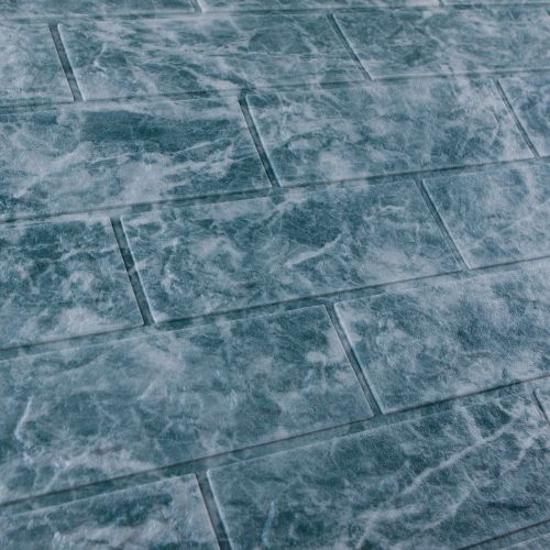 Самоклеющаяся декоративная 3D панель под кирпич мрамор темное море 700x770x3мм (67-3)