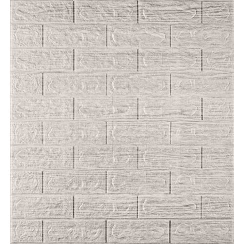 Самоклеющаяся декоративная 3D панель под светло-серый кирпич полоска 700x770x3мм (330-3)