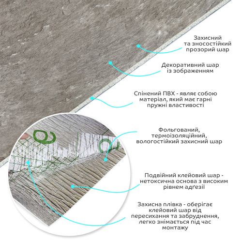Самоклеящаяся виниловая плитка в рулоне серый мрамор 3000х600х2мм, цена за 1 шт. (СВП-1286)