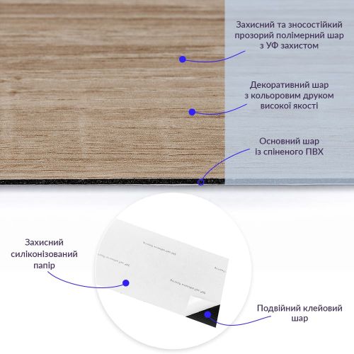 Самоклеящаяся виниловая плитка дерево 914.4x152.4x1.5 мм (СВП-010)