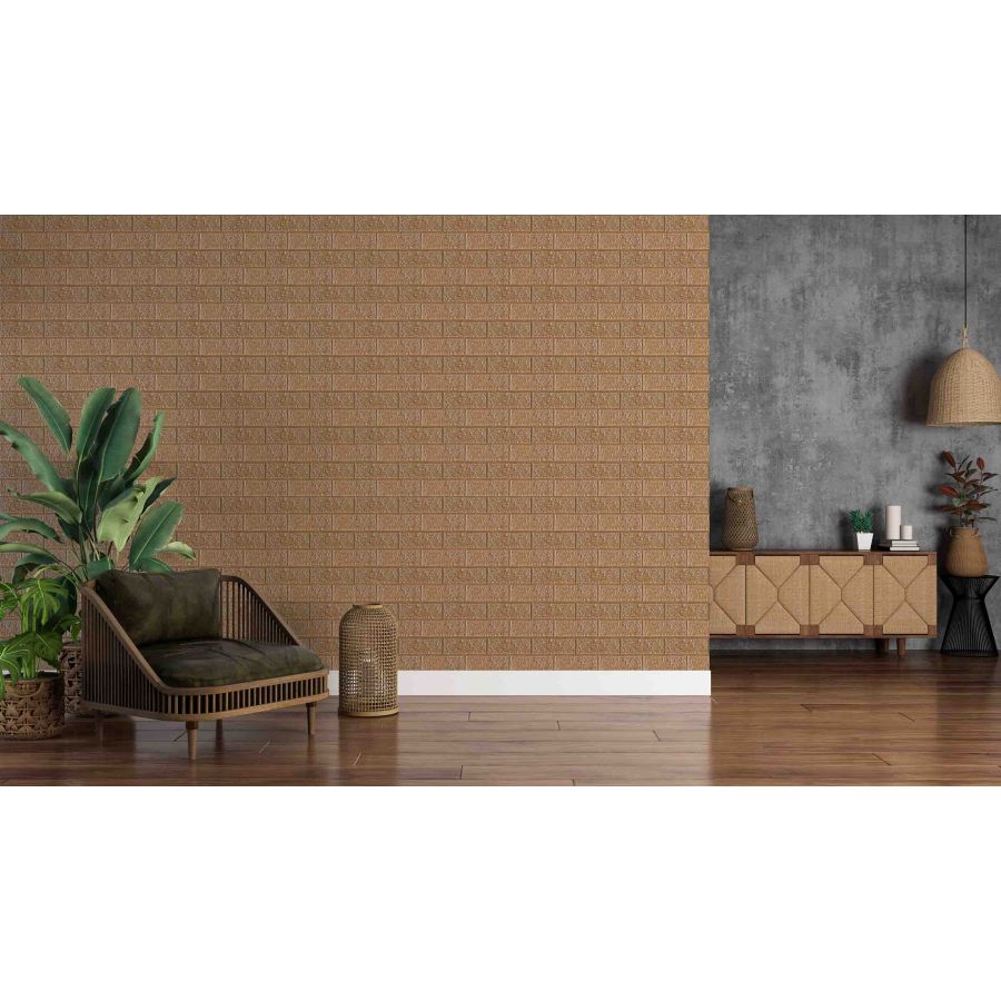 Самоклеющаяся декоративная 3D панель в рулоне Loft Expert 2220-5 Под кирпич шоколад 700x3080x5 мм