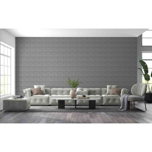 Самоклеющаяся декоративная 3D панель под серый серебристый кирпич 700x770x5 мм