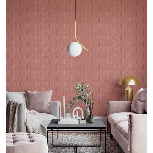 Самоклеющаяся декоративная панель розовый кирпич 700x770x5 мм