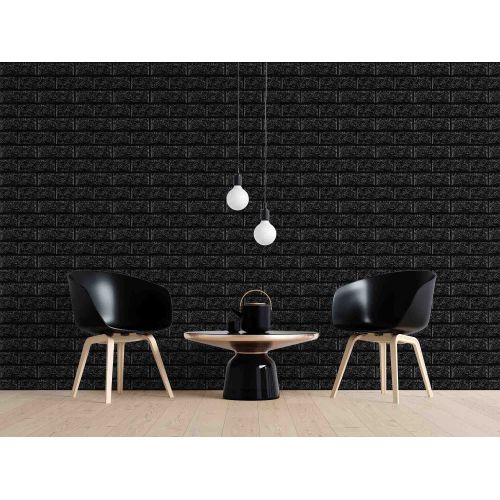 Самоклеющаяся декоративная панель черный кирпич 700x770x5 мм
