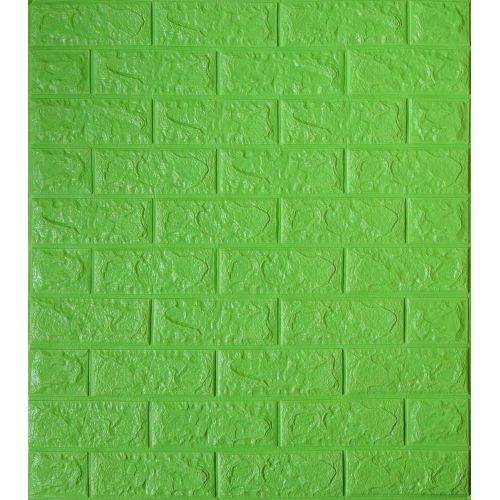 Самоклеющаяся декоративная 3D панель кирпич зеленая трава 700x770x5 мм