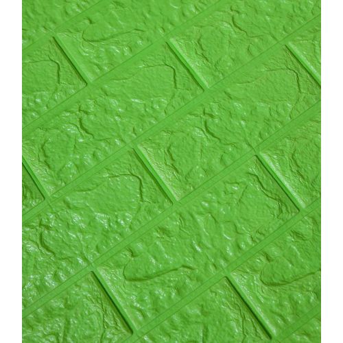 Самоклеющаяся декоративная 3D панель кирпич зеленая трава 700x770x5 мм