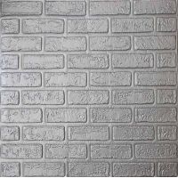 Самоклеющаяся декоративная 3D панель кирпич деко серебристый 700х700х5 мм