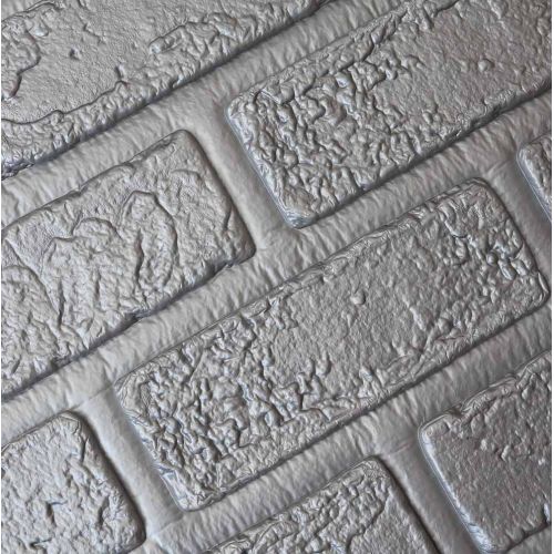 Самоклеющаяся декоративная 3D панель кирпич деко серебристый 700x700x5 мм
