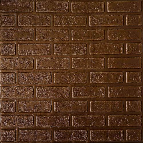 Самоклеющаяся декоративная 3D панель кирпич деко коричневый 700x700x5 мм