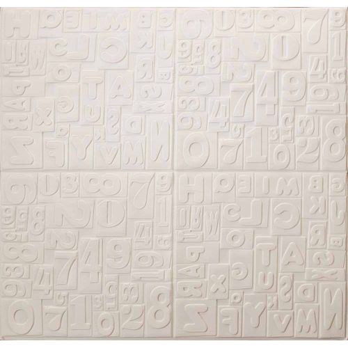 Самоклеющаяся декоративная 3D панель белые буквы 700x700x5 мм