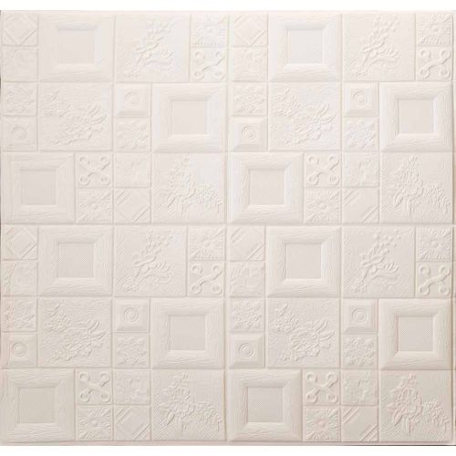 Самоклеющаяся декоративная 3D панель арт белый 700x700x5 мм