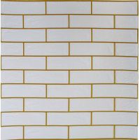 Самоклеющаяся декоративная 3D панель кирпич контраст белый-золото 680х680х4 мм