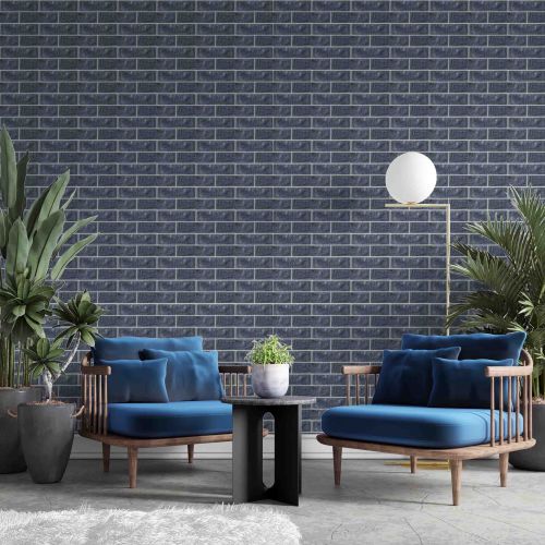 Самоклеющаяся декоративная 3D панель кирпич контраст графит 680x680x4 мм