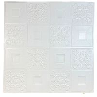 Самоклеющаяся декоративная 3D панель орнамент белый 700x700x3 мм