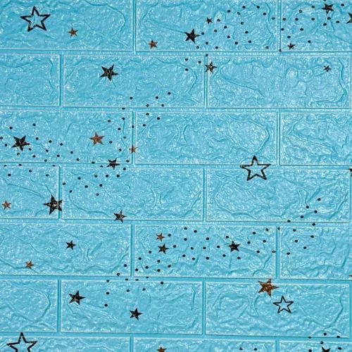 Самоклеющаяся декоративная 3D панель под голубой кирпич звезды 700x770x3 мм