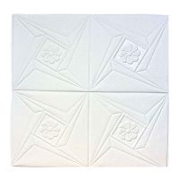 Самоклеющаяся декоративная 3D панель ромб цветок белый 700x700x5 мм