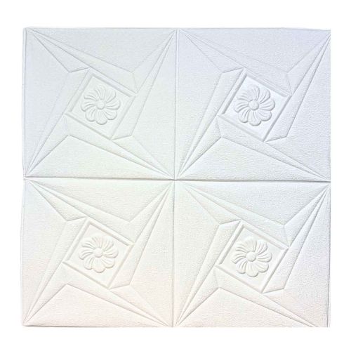 Самоклеющаяся декоративная 3D панель ромб цветок белый 700x700x5 мм