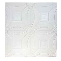 Самоклеющаяся декоративная 3D панель квадрат элипс белый 700x700x5 мм