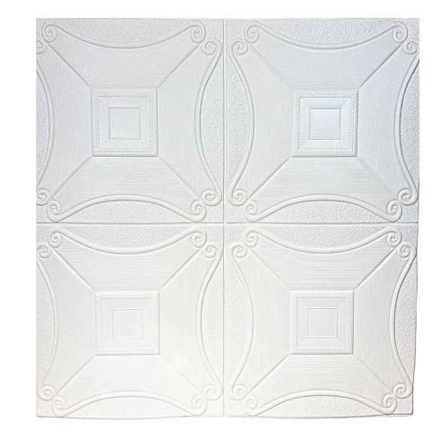 Самоклеющаяся декоративная 3D панель квадрат элипс белый 700x700x5 мм