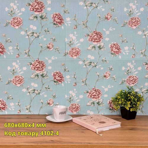 Самоклеющаяся декоративная 3D панель роза голубая 680x680x4 мм