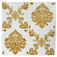 Самоклеющаяся декоративная 3D панель винтаж золотой 680x680x4 мм