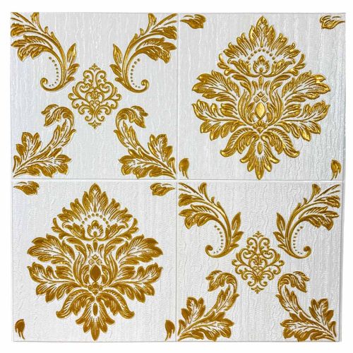 Самоклеющаяся декоративная 3D панель винтаж золотой 680x680x4 мм