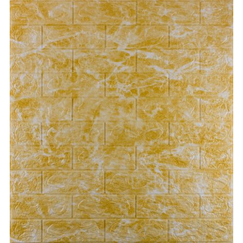 Самоклеющаяся декоративная 3D панель под кирпич золотой мрамор 700x770x5 мм