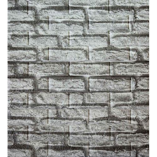 Самоклеющаяся декоративная 3D панель под серый кирпич 700x770x5 мм