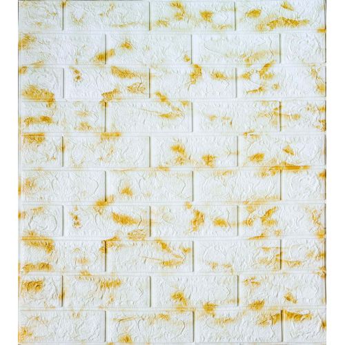 Самоклеющаяся декоративная 3D панель желто-белый мрамор 700x770x5 мм