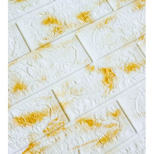 Самоклеющаяся декоративная 3D панель желто-белый мрамор 700x770x5 мм