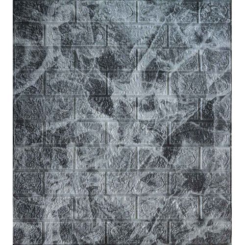 Самоклеющаяся декоративная 3D панель черно-белый мрамор 700x770x5 мм