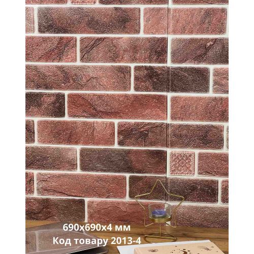 Самоклеющаяся декоративная 3D панель микс красный 690x690x4 мм