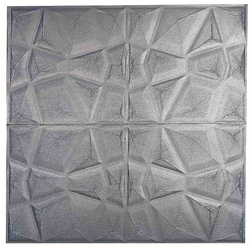 Самоклеющаяся декоративная 3D панель отражение серебряное 700x700x5 мм