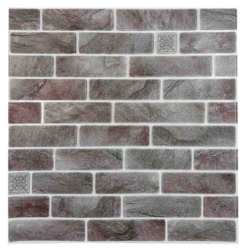 Самоклеющаяся декоративная 3D панель кирпич микс серый гламур 680x680x4 мм