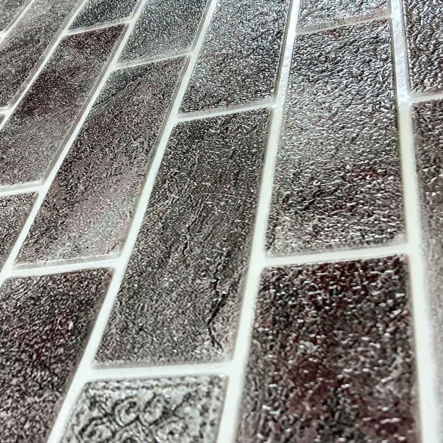 Самоклеющаяся декоративная 3D панель кирпич микс серый гламур 680x680x4 мм