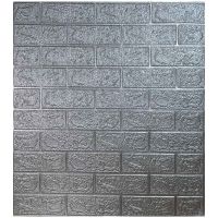 Самоклеющаяся декоративная 3D панель под серебряный кирпич 700x770x3 мм