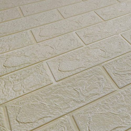 Самоклеющаяся декоративная 3D панель под бежевый кирпич 700x770x3 мм