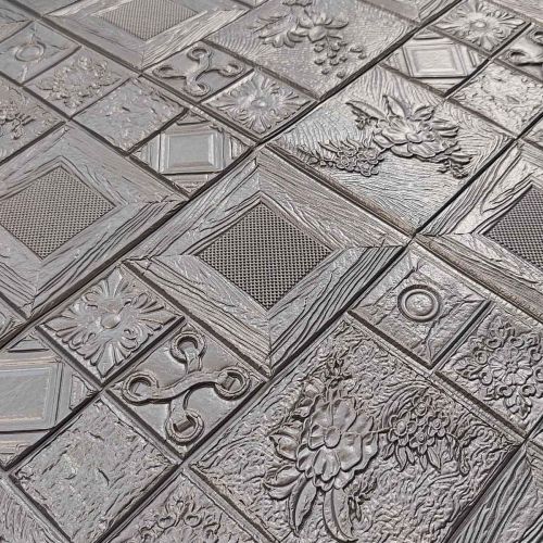 Самоклеющаяся декоративная 3D панель арт серебряный 700x700x5 мм