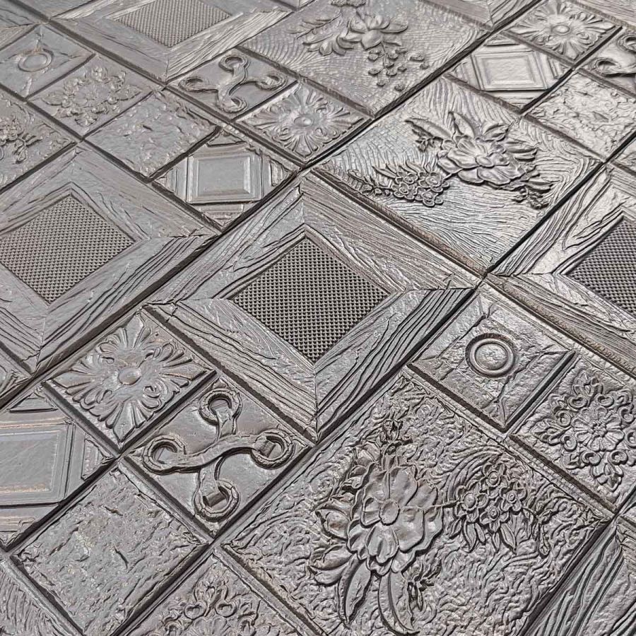 Самоклеющаяся декоративная 3D панель арт серебряный 700x700x5 мм