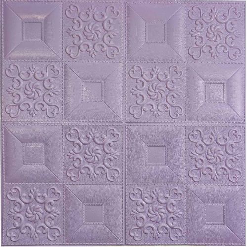 Самоклеющаяся декоративная 3D панель орнамент пурпурный 700x770x5 мм