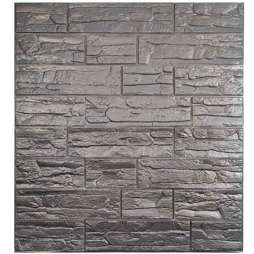 Самоклеющаяся декоративная 3D панель камень культура серебряный 700x770x5 мм