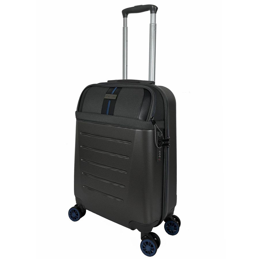 Чемодан маленький Semi Line T5736-1 20 дюймов 55×38,5×22 см Тёмно-коричневый/Голубые линии