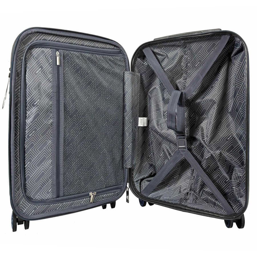Чемодан маленький Semi Line T5736-1 20 дюймов 55×38,5×22 см Тёмно-коричневый/Голубые линии