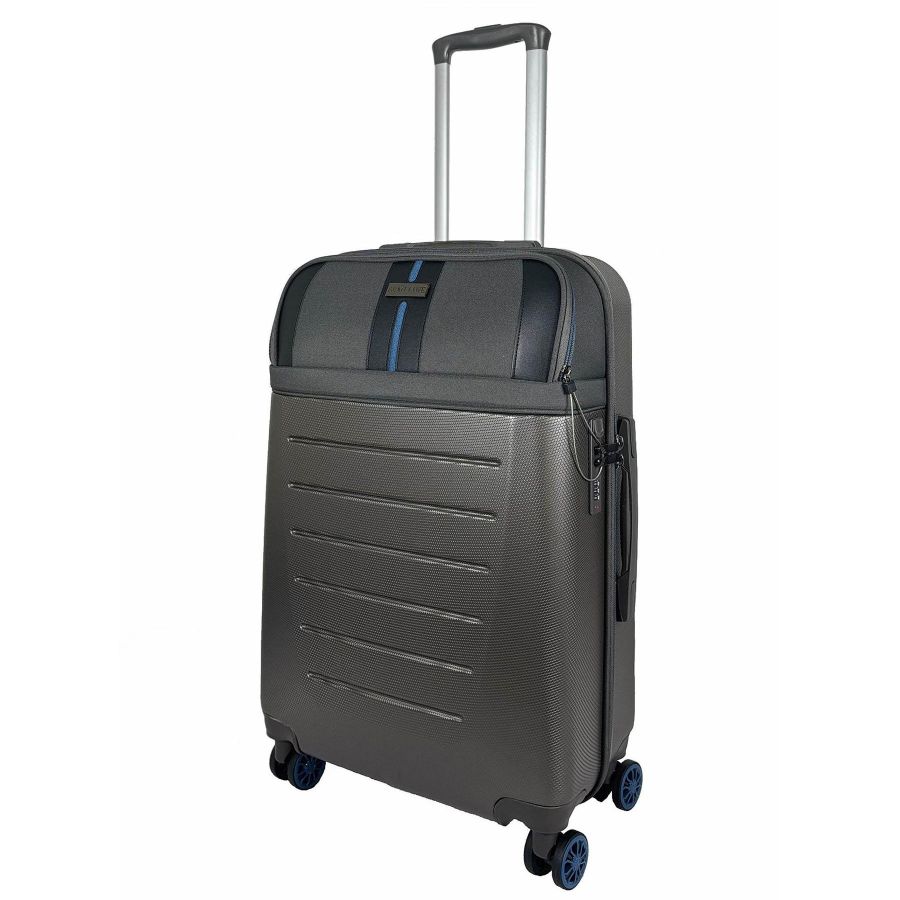 Чемодан средний Semi Line T5736-2 24 дюйма ABS/текстиль 67×45×25 см Тёмно-коричневый/Голубые линии