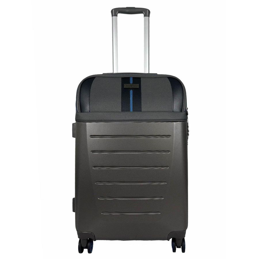 Чемодан средний Semi Line T5736-2 24 дюйма ABS/текстиль 67×45×25 см Тёмно-коричневый/Голубые линии